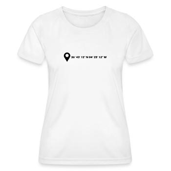 Coordonnées de Malaga - T-shirt sport Femme - blanc - Devant - AI Model Female 172 dark (172cm)