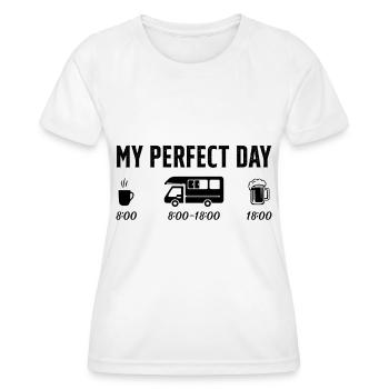 Perfekter Tag Kaffee Camping Auto Humor Geschenk - Frauen Funktions-T-Shirt - Weiß - Vorne - AI Model Female 172 dark (172cm)