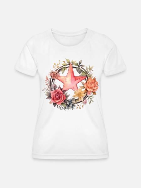 Blumenkranz mit Stern - Frauen Funktions-T-Shirt - Weiß