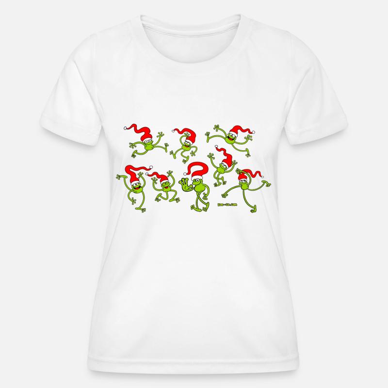 Christmas Frogs, dancing, jumping and celebrating! - Women's Functional T-Shirt - white