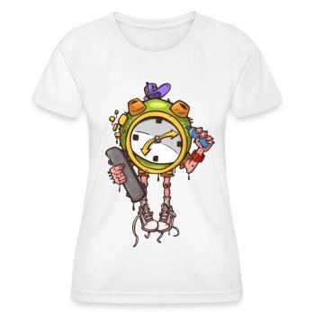 Skater Wecker - Frauen Funktions-T-Shirt - Weiß - Vorne - AI Model Female 172 dark (172cm)