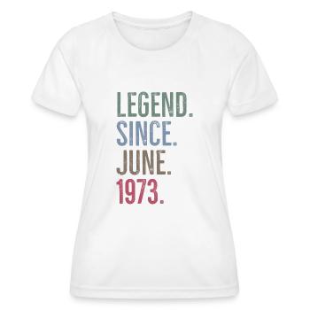 Legende seit Juni 1973 - Frauen Funktions-T-Shirt - Weiß - Vorne - AI Model Female 172 dark (172cm)