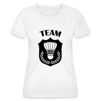 badminton - Frauen Funktions-T-Shirt - Weiß - Vorne - AI Model Female 172 dark (172cm)