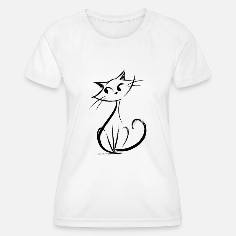 Cute cat drawing - Women's Functional T-Shirt - white