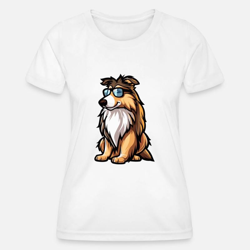 Border Collie Dogs Comic Cool - Women's Functional T-Shirt - white