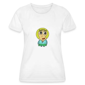 Rundkopf Frau Comicfigur blond Blondine Hübsch wtf - Frauen Funktions-T-Shirt - Weiß - Vorne - AI Model Female 172 dark (172cm)