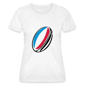 Frankreich Rugby-Ball - Frauen Funktions-T-Shirt - Weiß - Vorne - AI Model Female 172 dark (172cm)