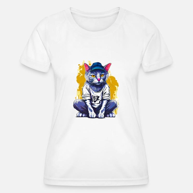 Cat graffiti - Women's Functional T-Shirt - white