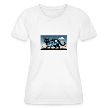 Starry Night and black Cat - Women's Functional T-Shirt - white - Front - AI Model Female 172 dark (172cm)