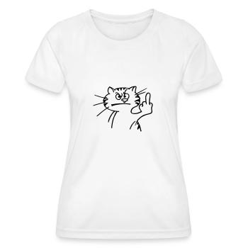 Katze mit Stinkefinger - Frauen Funktions-T-Shirt - Weiß - Vorne - AI Model Female 172 dark (172cm)