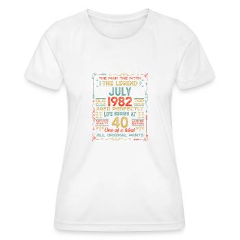 Juillet 1982 - Cadeau du 40e anniversaire. Génial. - T-shirt sport Femme - blanc - Devant - AI Model Female 172 dark (172cm)