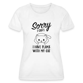 Je ne peux pas, j'ai des projets avec mon chat - dicton de chat - T-shirt sport Femme - blanc - Devant - AI Model Female 172 dark (172cm)