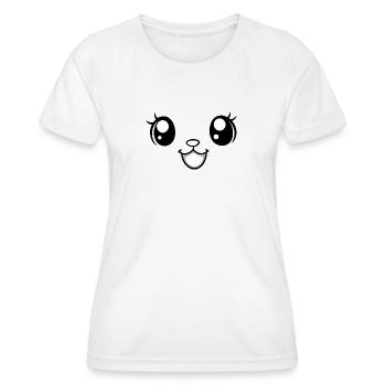 visage de fille content, yeux mignons écarquillés - T-shirt sport Femme - blanc - Devant - AI Model Female 172 dark (172cm)