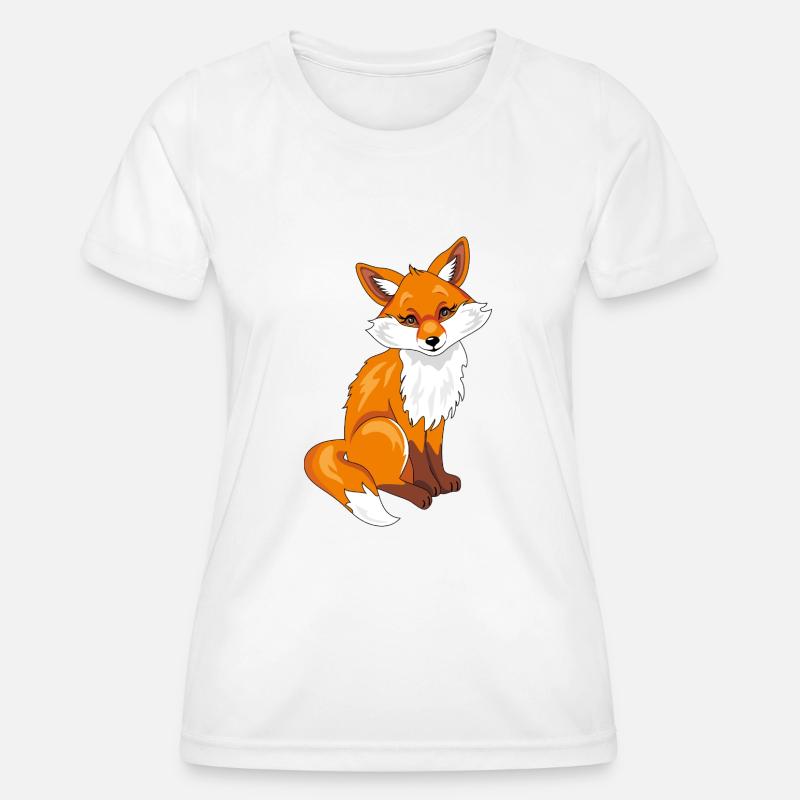 Sitting cute shy fox - Women's Functional T-Shirt - white
