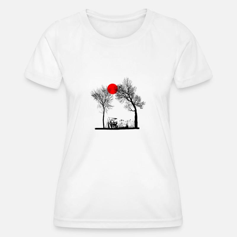 Red Sun with Trees - Women's Functional T-Shirt - white