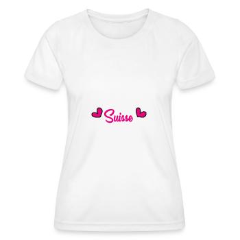 SWITZERLAND. HUMOR. COUNTRY. FLAG. GENEVA. LAUSANNE - Women's Functional T-Shirt - white - Front - AI Model Female 172 dark (172cm)