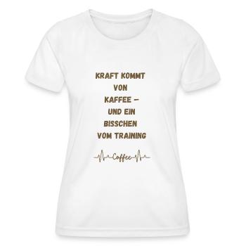 Le café est votre force - T-shirt sport Femme - blanc - Devant - AI Model Female 172 dark (172cm)