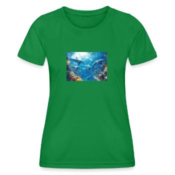 Dolphin Bottlenose dolphin Marine mammal Dolphin school - Women's Functional T-Shirt - kelly green - Front - AI Model Female 172 dark (172cm)