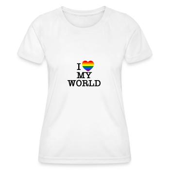 I love my world - Women's Functional T-Shirt - white - Front - AI Model Female 172 dark (172cm)