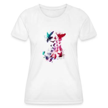 tauben,taube,vögel,vogelschwarm,bunt,graffiti, - Frauen Funktions-T-Shirt - Weiß - Vorne - AI Model Female 172 dark (172cm)