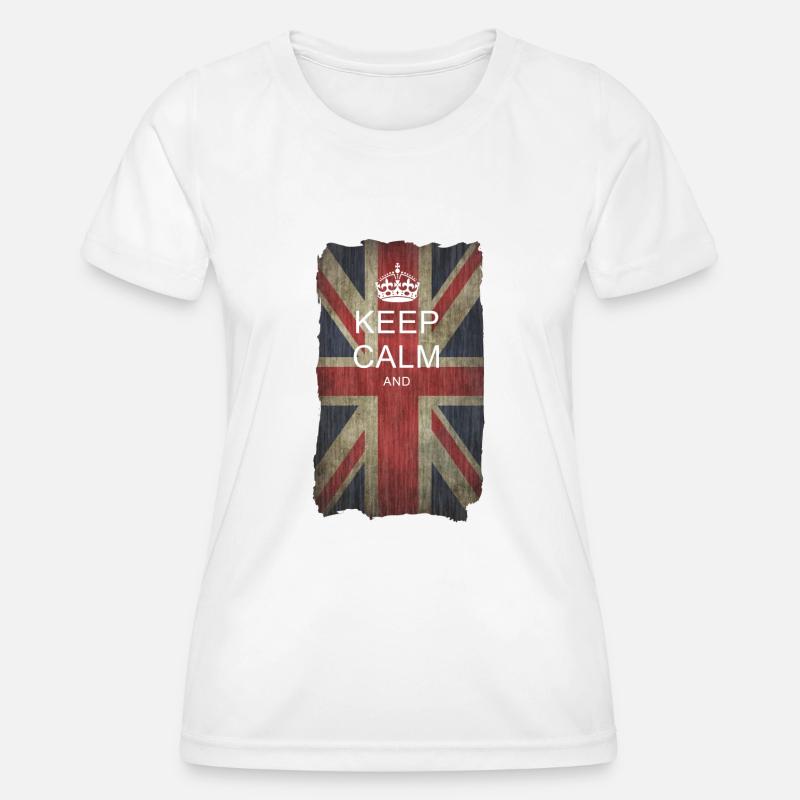 Keep Calm auf Union Jack + dein Text - Women's Functional T-Shirt - white