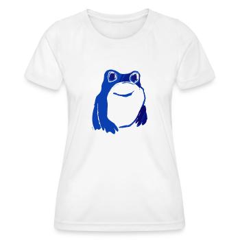 Frosch, blau, illustration, stencil, Tinte - Frauen Funktions-T-Shirt - Weiß - Vorne - AI Model Female 172 dark (172cm)