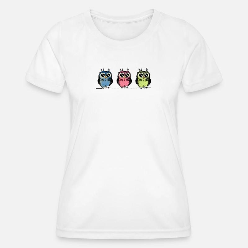 Three Cute Owls - Women's Functional T-Shirt - white