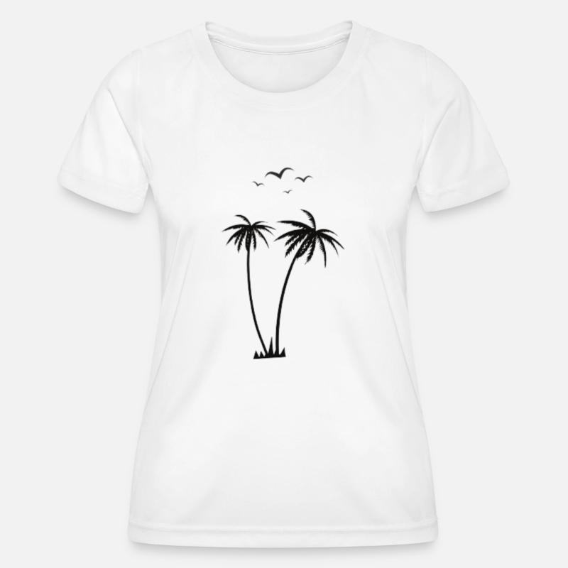 Palm trees and birds - Women's Functional T-Shirt - white