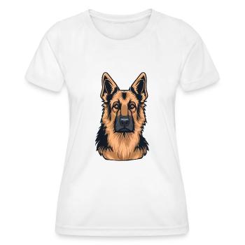GERMAN SHEPHERD ART PETS PUPPY DOG ANIMALS DRAWING - Women's Functional T-Shirt - white - Front - AI Model Female 172 dark (172cm)