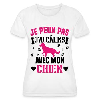 Ich kann nicht mit meinem Hundehumor kuscheln - Frauen Funktions-T-Shirt - Weiß - Vorne - AI Model Female 172 dark (172cm)