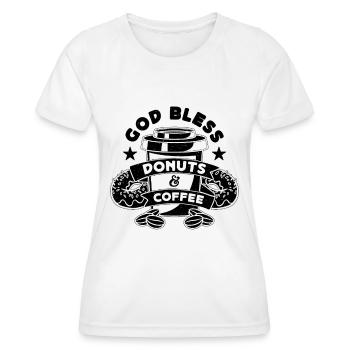 Que Dieu bénisse les beignets et la caféine Amateur de café et de beignets - T-shirt sport Femme - blanc - Devant - AI Model Female 172 dark (172cm)