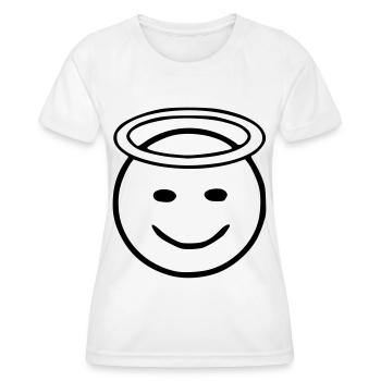 Emoji halo sketch black - Women's Functional T-Shirt - white - Front - AI Model Female 172 dark (172cm)
