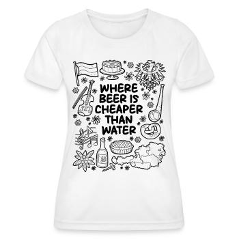 Wo Bier günstiger ist als Wasser - Frauen Funktions-T-Shirt - Weiß - Vorne - AI Model Female 172 dark (172cm)