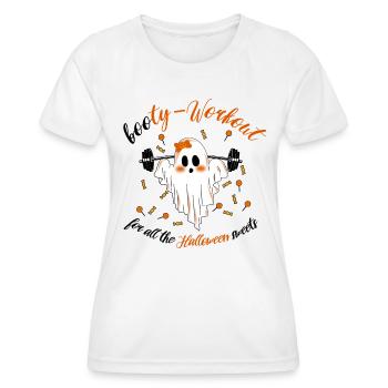 Booty Workout Lustiger Halloween Geist für Fitness - Frauen Funktions-T-Shirt - Weiß - Vorne - AI Model Female 172 dark (172cm)
