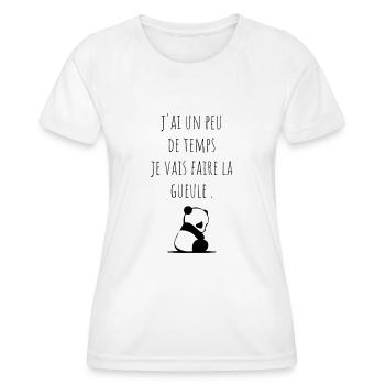 j'ai un peu de temps je vais faire la gueule - T-shirt sport Femme - blanc - Devant - AI Model Female 172 dark (172cm)
