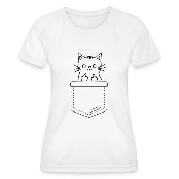 Katze zeigt Mittelfinger - Frauen Funktions-T-Shirt - Weiß - Vorne - AI Model Female 172 dark (172cm)