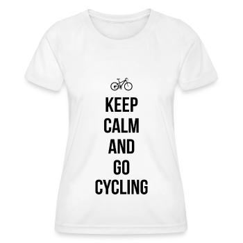 Behalten Sie Ruhe und fahren Sie mit dem Radfahren - Frauen Funktions-T-Shirt - Weiß - Vorne - AI Model Female 172 dark (172cm)