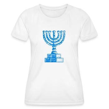 Menorah The Seven-Branched Candlestick, Israel Judaism - Women's Functional T-Shirt - white - Front - AI Model Female 172 dark (172cm)
