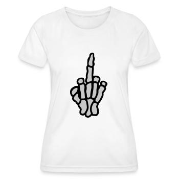 Spectacle de la main de l’os du majeur - T-shirt sport Femme - blanc - Devant - AI Model Female 172 dark (172cm)