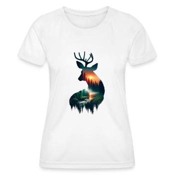Cerf à double exposition - T-shirt sport Femme - blanc - Devant - AI Model Female 172 dark (172cm)