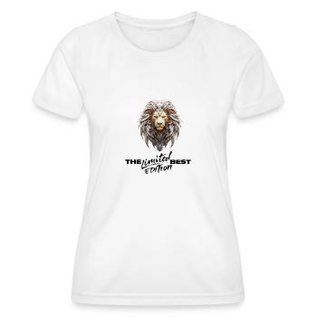 Lion royal en plume doree - T-shirt sport Femme - blanc - Devant - AI Model Female 172 dark (172cm)