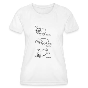 Schaf Standby Running Crashed - Frauen Funktions-T-Shirt - Weiß - Vorne - AI Model Female 172 dark (172cm)