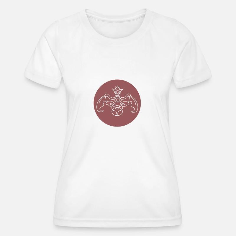 stylized dragon on red-brown background - Women's Functional T-Shirt - white