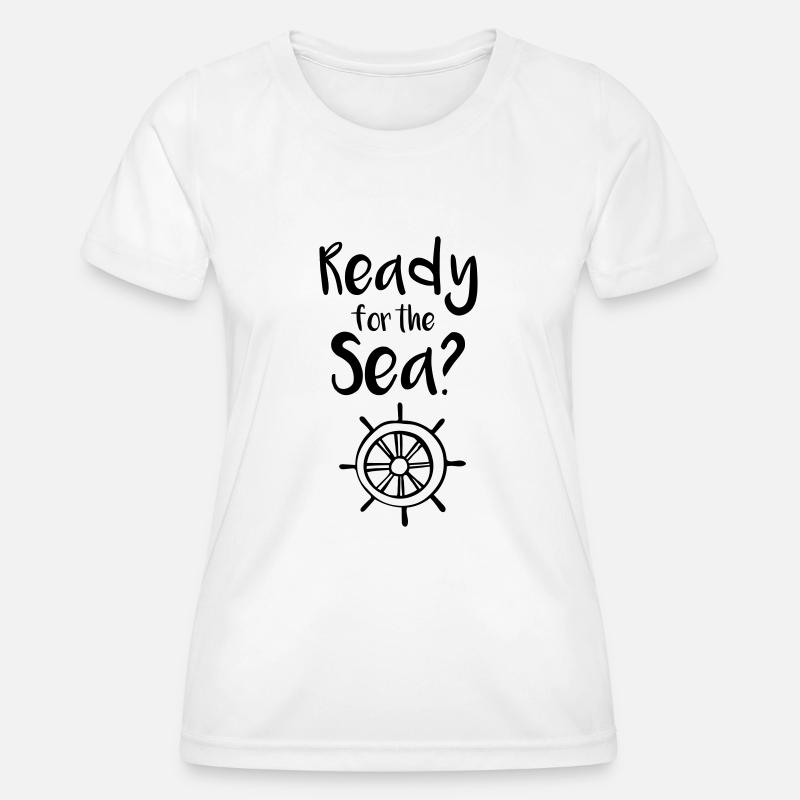 Sailing Sea Sailing Turn Steering Wheel - Women's Functional T-Shirt - white