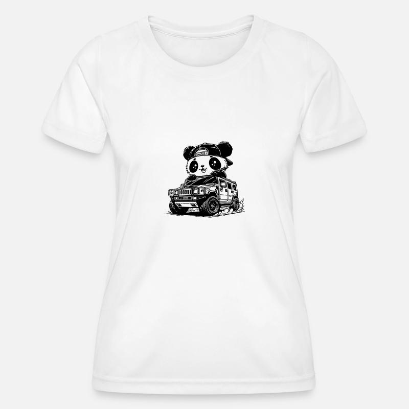 Panda Car - Women's Functional T-Shirt - white