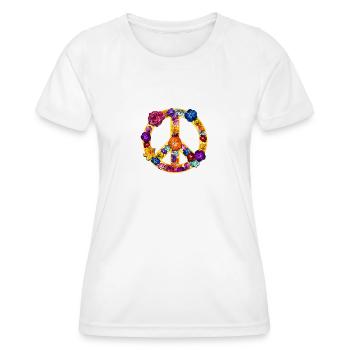 Peace symbol of colorful blossoms and flowers - Women's Functional T-Shirt - white - Front - AI Model Female 172 dark (172cm)