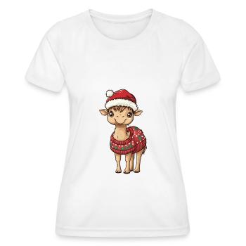 Bande dessinée de Noël à dos de chameau - T-shirt sport Femme - blanc - Devant - AI Model Female 172 dark (172cm)