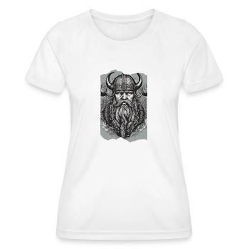 Nordic Valor, Beard Horns Helmet Viking Character - Women's Functional T-Shirt - white - Front - AI Model Female 172 dark (172cm)