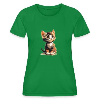 Kitten - Women's Functional T-Shirt - kelly green - Front - AI Model Female 172 dark (172cm)