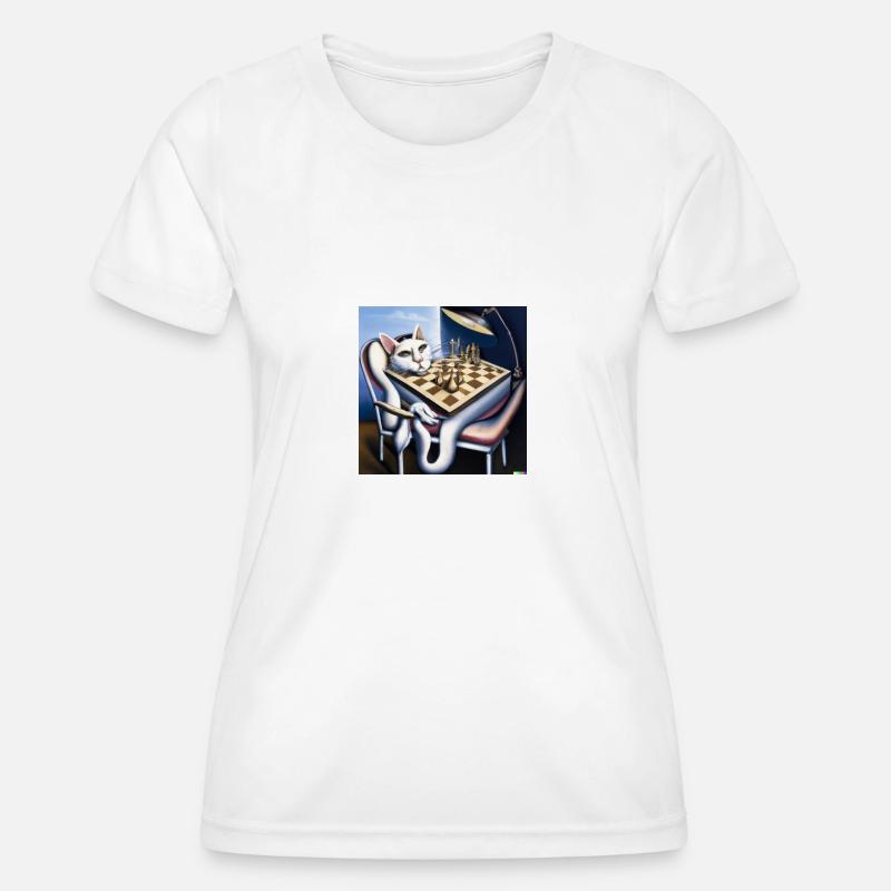 Cat plays chess - Women's Functional T-Shirt - white